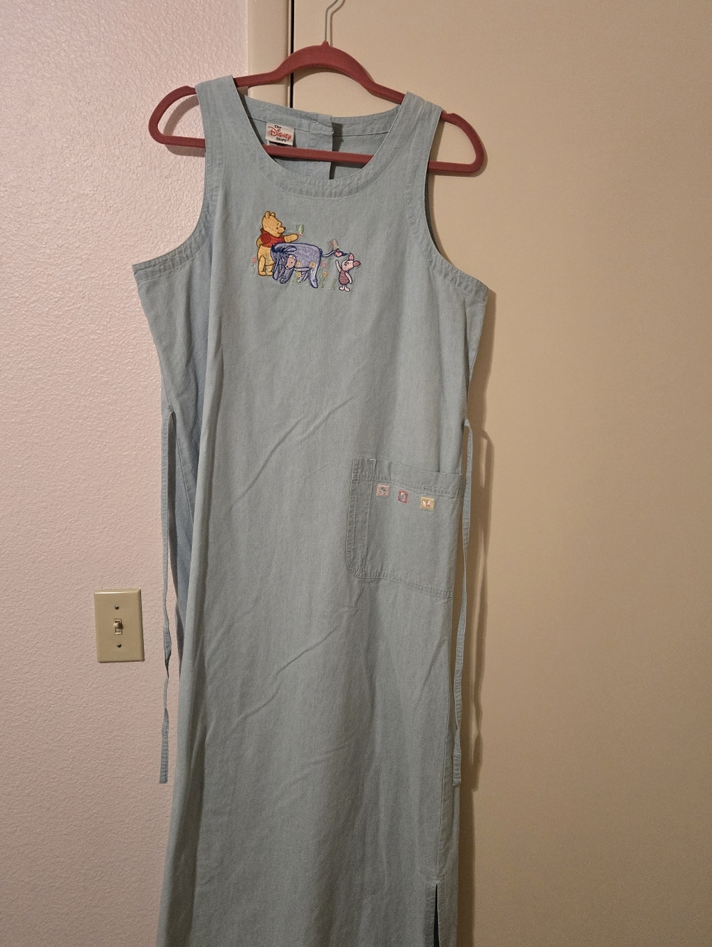 Vintage Disney Light Blue Denim Winnie the Pooh Jumper Dress